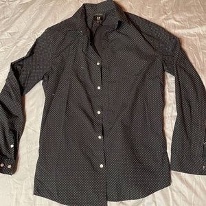 H&M Polka Dot Navy Button Down Shirt (Slim, M)